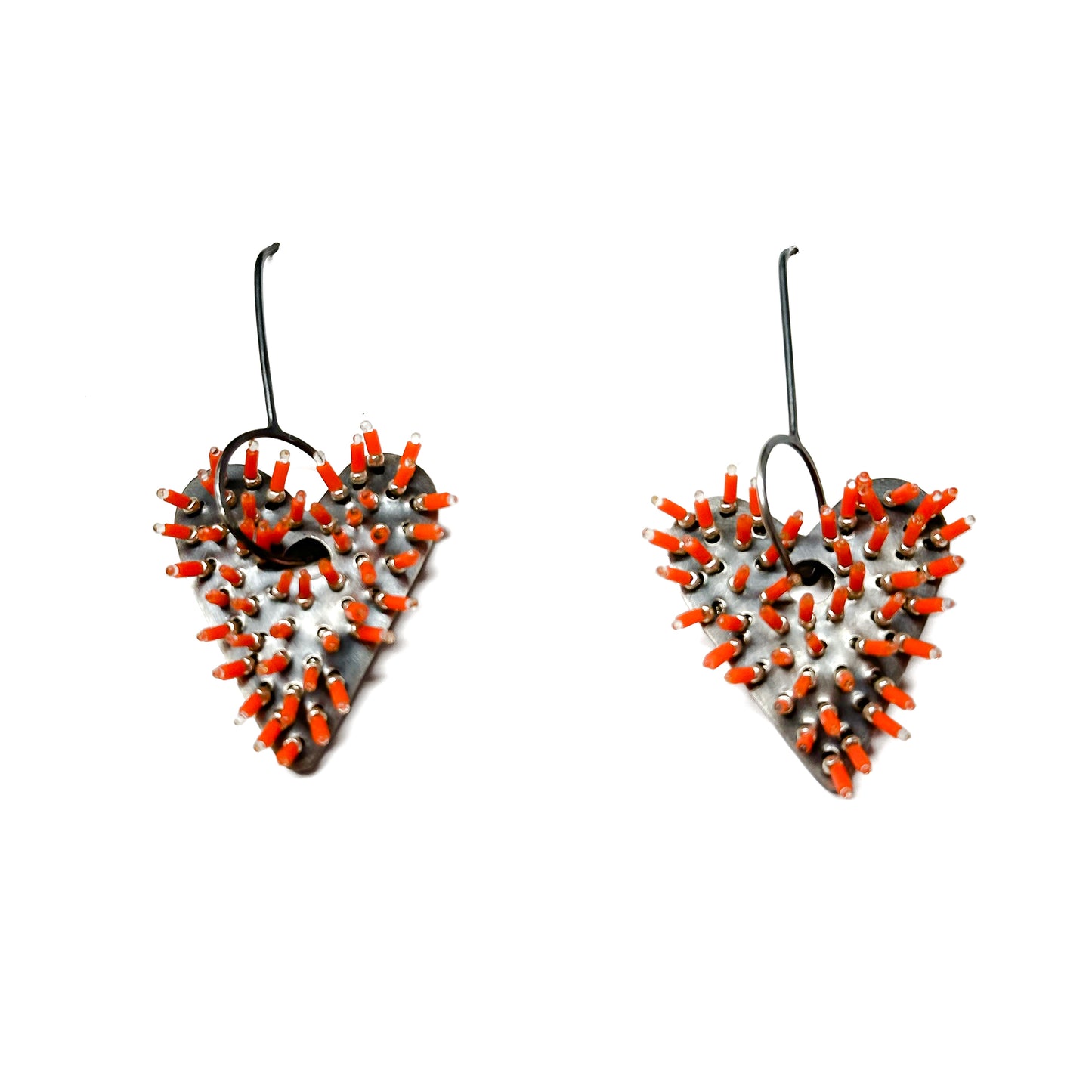 Orange Heart Earrings