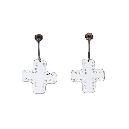 Vitreous Gemma Cross Earrings #1