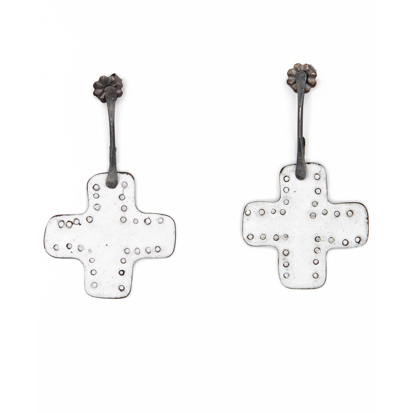 Vitreous Gemma Cross Earrings #1