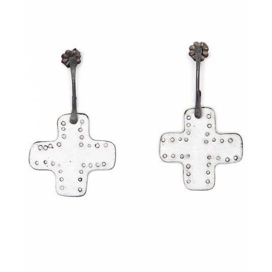 Vitreous Gemma Cross Earrings #1