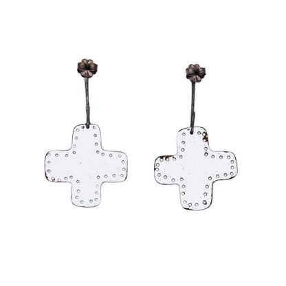 Vitreous Gemma Cross Earrings #3