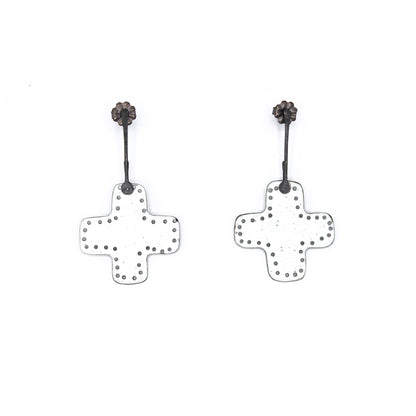 Vitreous Gemma Cross Earrings #3